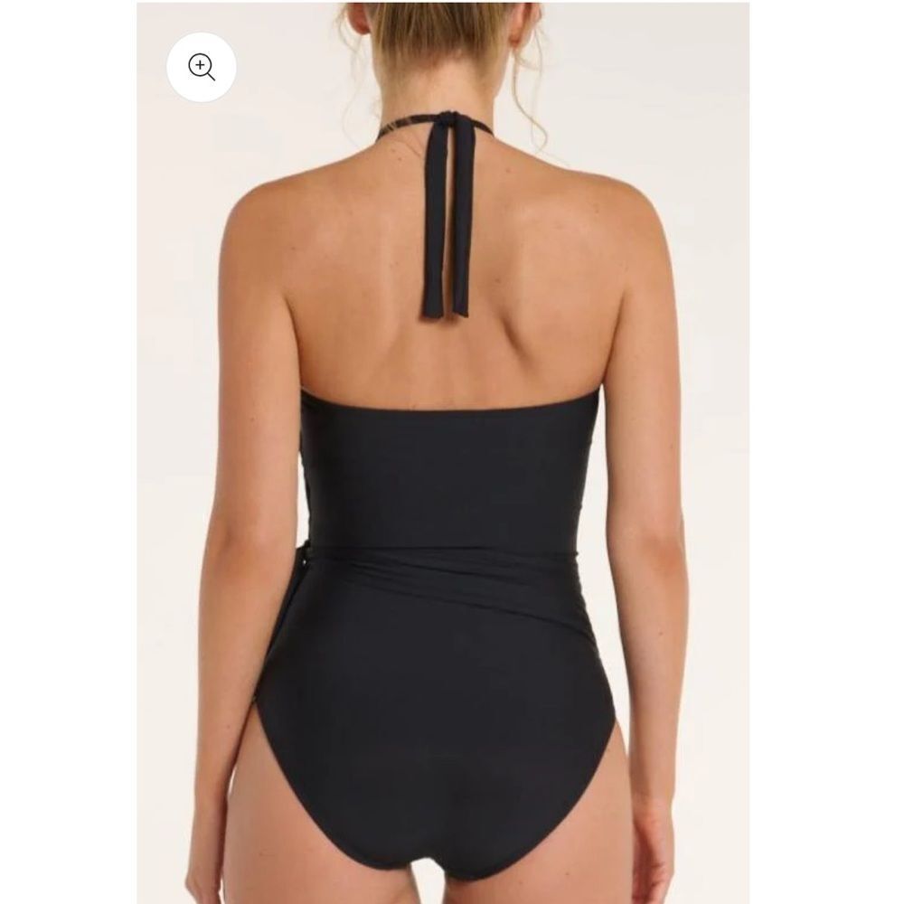 Hermonza Genevieve High Halter Neck Sash Tie One-Piece Swimsuit - Picture 3 of 11